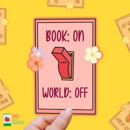 Book On, World Off – Reader Mode vinyl sticker