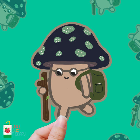 Forest Trail Mushroom – Cottagecore Hiker vinyl sticker